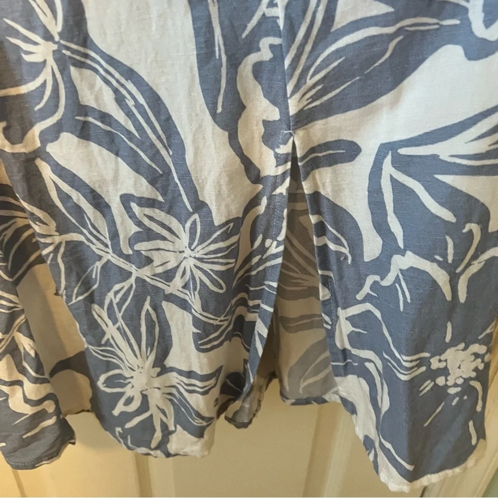 Jessica Simpson cotton linen Blue and White floral Midi Dress women’s size XS - Picture 5 of 7